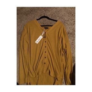 Mustard Waffle Knit Top